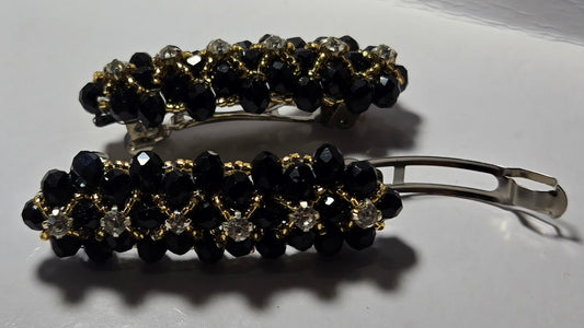 2" Black and Gold Barrettes