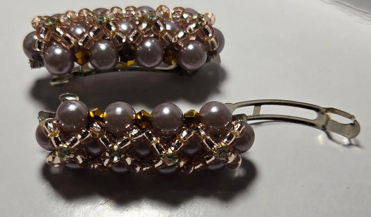 2" Brown and Gold Barrettes